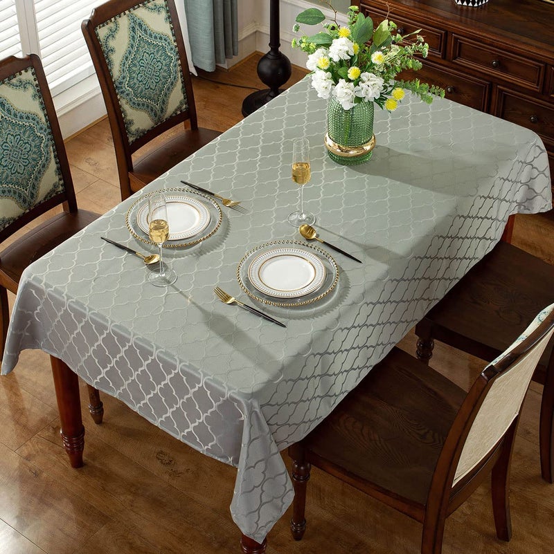 SASTYBALE Jacquard Tablecloth Damask Fabric Table Cloth Water Resistant & Wrinkle Free Spillproof Polyester Table Cover for Kitchen Dining Tabletop (Rectangle/Oblong  52"" x 70"" (4-6 Seats)  Gray) - Image 2
